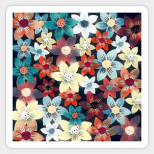 Colorful Floral Scarlet Pimpernel Garden Pattern Sticker